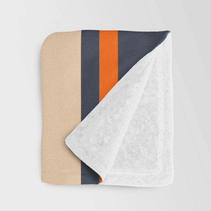 Wide and Thin Stripes Minimal Color Block Pattern Mustard Blue Orange Throw Blanket Gallery Image 3