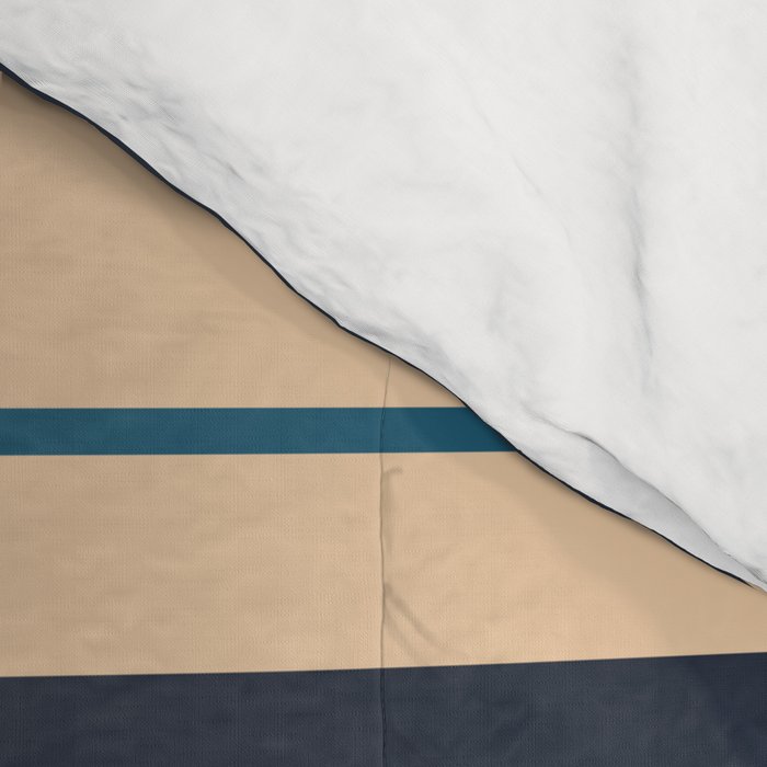 Wide and Thin Stripes Minimal Color Block Pattern Mustard Blue Orange Comforter Gallery Image 4