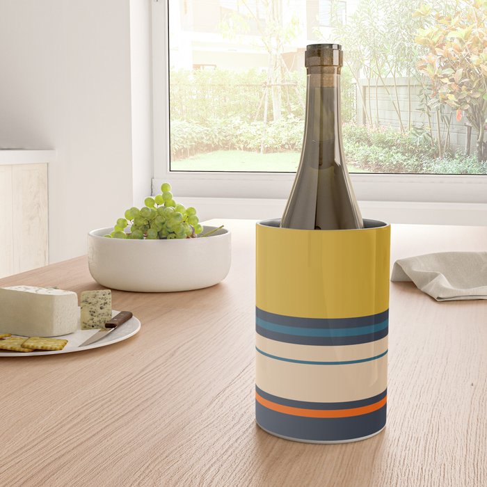 Wide and Thin Stripes Minimal Color Block Pattern Mustard Blue Orange Wine Chiller Gallery Image 4