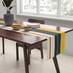 Wide and Thin Stripes Minimal Color Block Pattern Mustard Blue Orange Table Runner Gallery Image 2