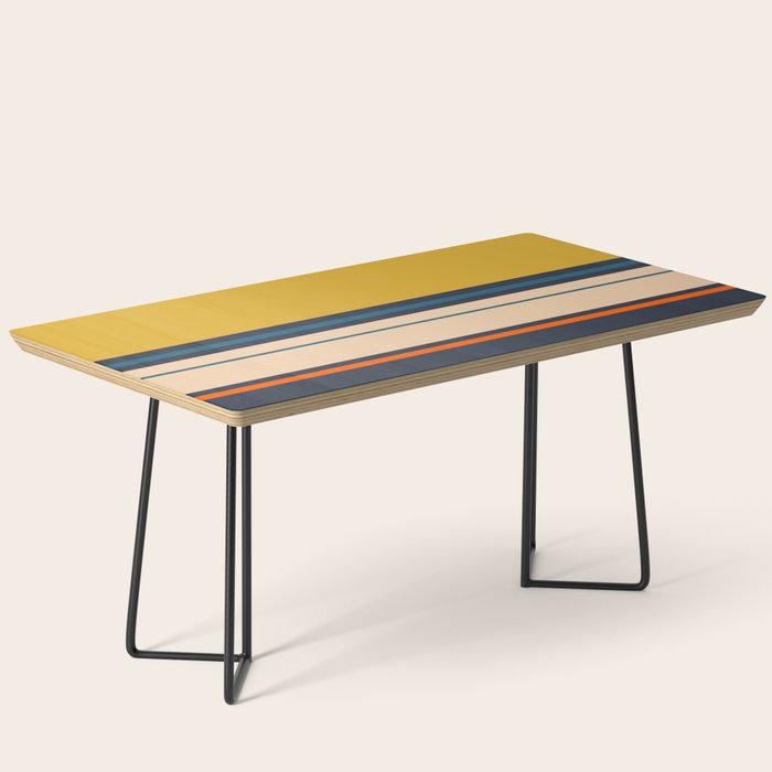 Wide and Thin Stripes Minimal Color Block Pattern Mustard Blue Orange Coffee Table Gallery Image 1