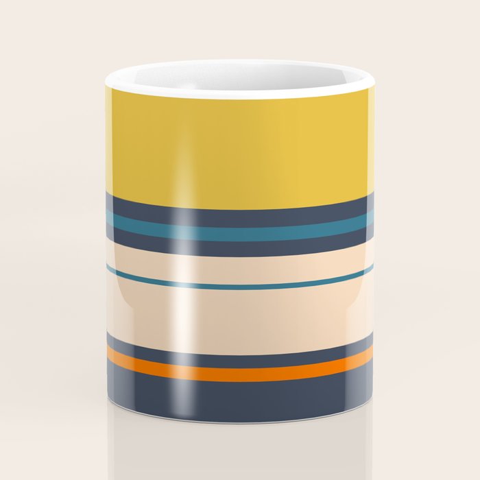 Wide and Thin Stripes Minimal Color Block Pattern Mustard Blue Orange Coffee Mug Gallery Image 4