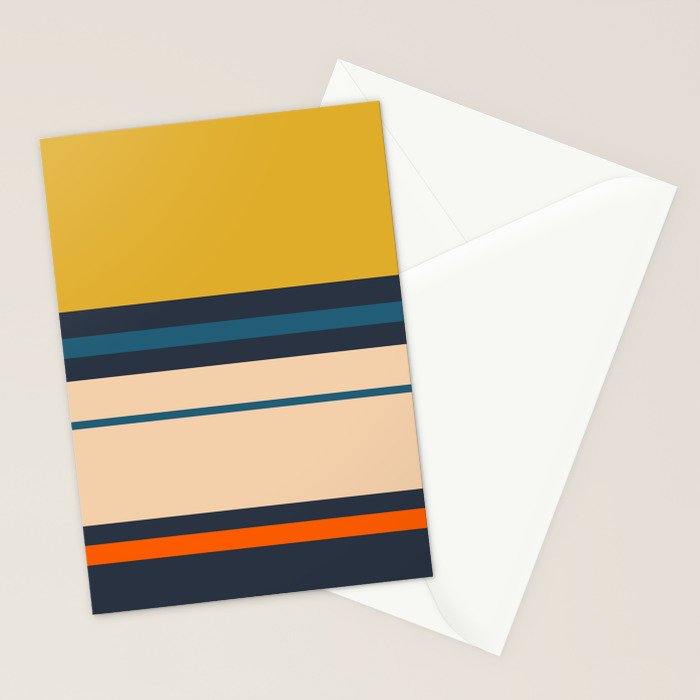 Wide and Thin Stripes Minimal Color Block Pattern Mustard Blue Orange Stationery Card Gallery Image 2