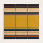 Wide and Thin Stripes Minimal Color Block Pattern Mustard Blue Orange Wood Wall Art Gallery Image 1