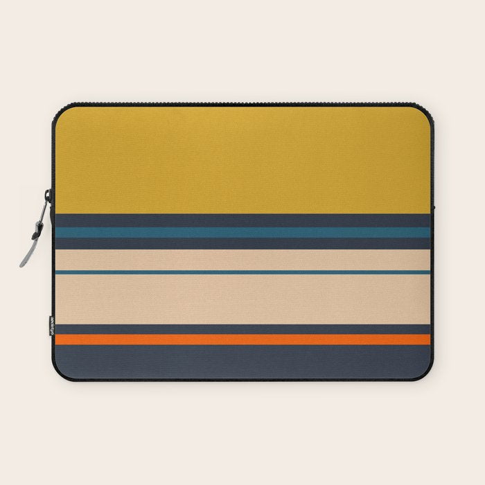 Wide and Thin Stripes Minimal Color Block Pattern Mustard Blue Orange Laptop Sleeve Gallery Image 1