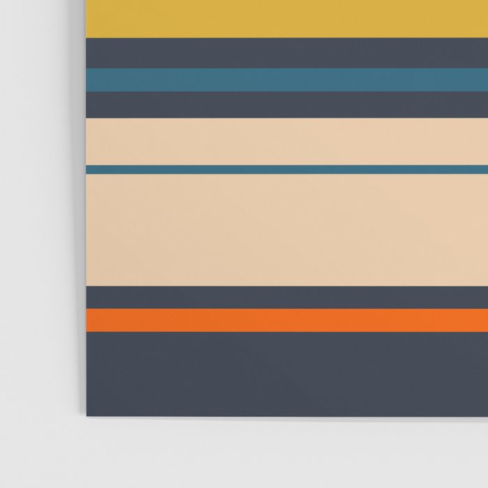 Wide and Thin Stripes Minimal Color Block Pattern Mustard Blue Orange Poster Gallery Image 3