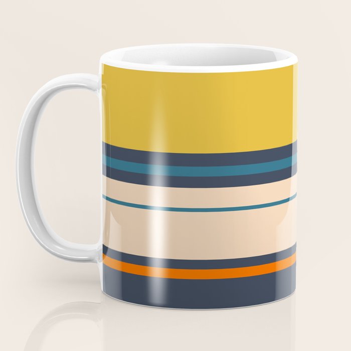 Wide and Thin Stripes Minimal Color Block Pattern Mustard Blue Orange Coffee Mug Gallery Image 3