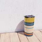 Wide and Thin Stripes Minimal Color Block Pattern Mustard Blue Orange Travel Mug Gallery Image 4
