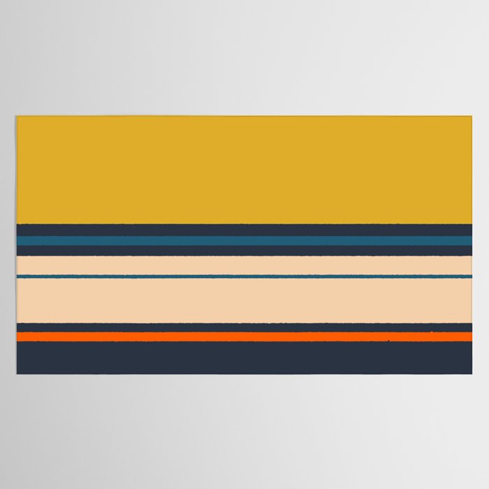 Wide and Thin Stripes Minimal Color Block Pattern Mustard Blue Orange Tablecloth Gallery Image 2