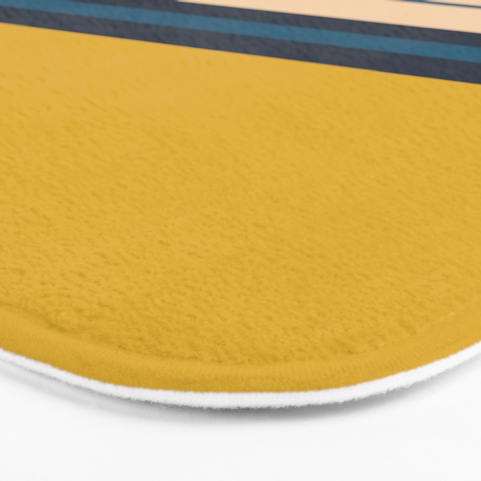 Wide and Thin Stripes Minimal Color Block Pattern Mustard Blue Orange Bath Mat Gallery Image 3