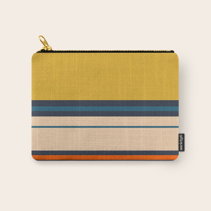 Wide and Thin Stripes Minimal Color Block Pattern Mustard Blue Orange Carry All Pouch Gallery Image 1