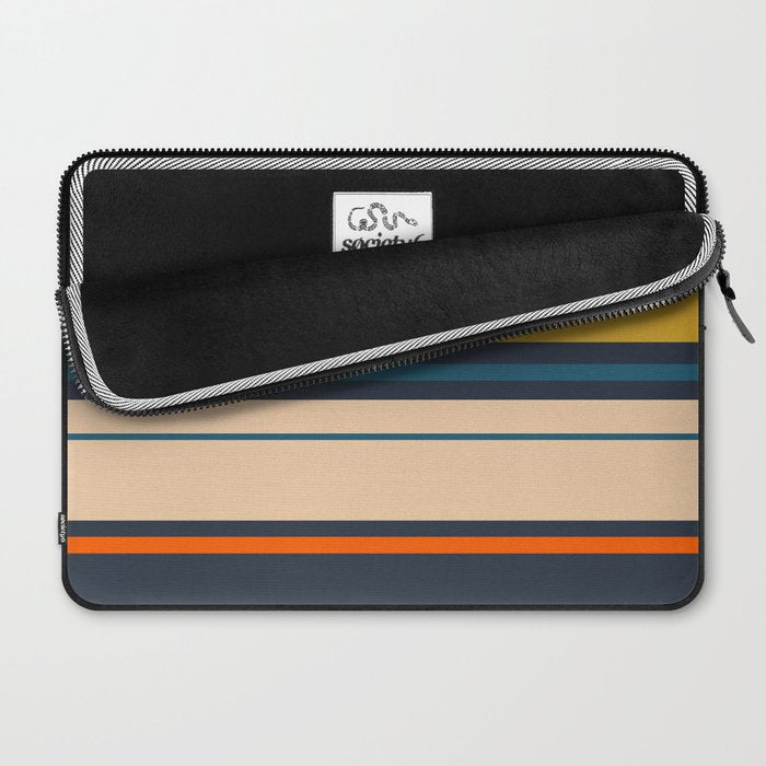 Wide and Thin Stripes Minimal Color Block Pattern Mustard Blue Orange Laptop Sleeve Gallery Image 2