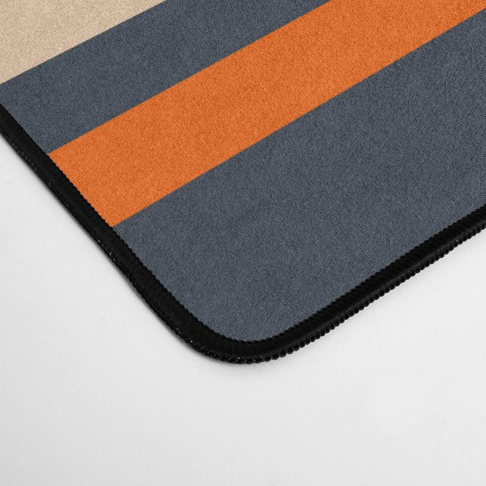 Wide and Thin Stripes Minimal Color Block Pattern Mustard Blue Orange Desk Mat Gallery Image 4