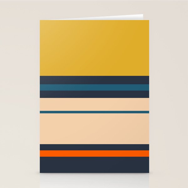Wide and Thin Stripes Minimal Color Block Pattern Mustard Blue Orange Stationery Card Gallery Image 2