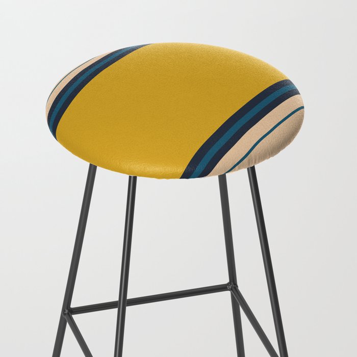 Wide and Thin Stripes Minimal Color Block Pattern Mustard Blue Orange Stool Gallery Image 2