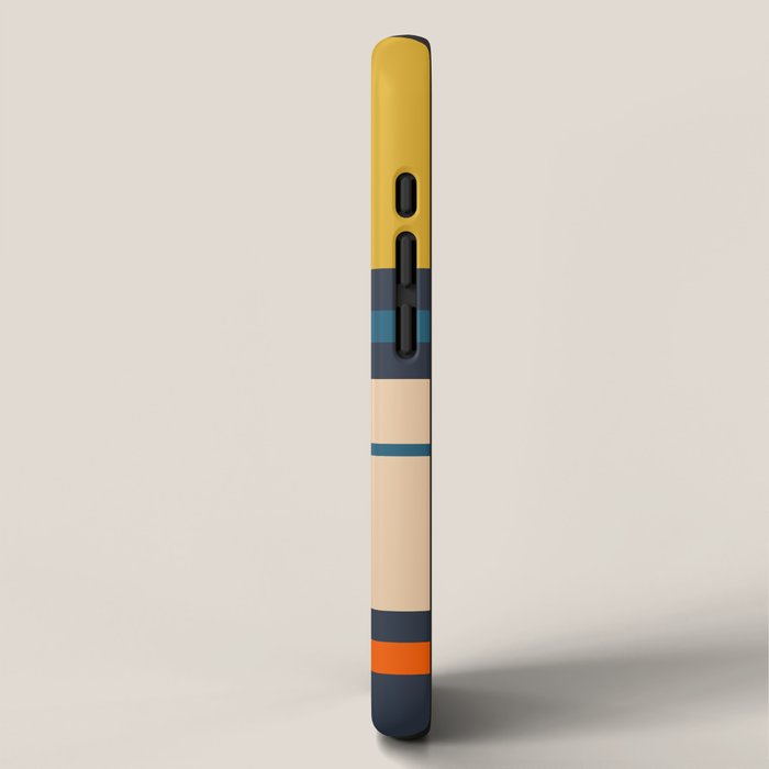 Wide and Thin Stripes Minimal Color Block Pattern Mustard Blue Orange iPhone Case Gallery Image 2