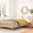 Wide and Thin Stripes Minimal Color Block Pattern Mustard Blue Orange Duvet Cover Gallery Image 2