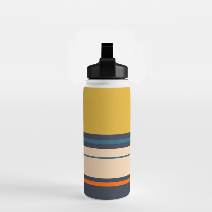 Wide and Thin Stripes Minimal Color Block Pattern Mustard Blue Orange Water Bottle Gallery Image 2
