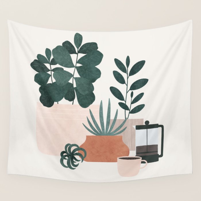 Coffee & Plants x The Sill Wall Tapestry Gallery Image 1