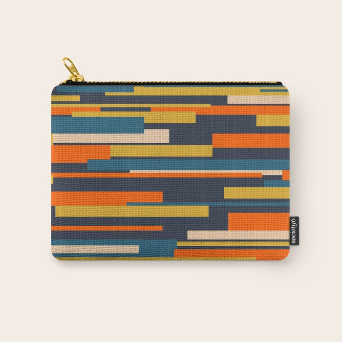 Wright Geometric Mid Century Modern Abstract Pattern Blue Orange Mustard Carry All Pouch Gallery Image 1