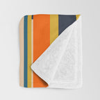 Wright Geometric Mid Century Modern Abstract Pattern Blue Orange Mustard Throw Blanket Gallery Image 3