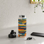 Wright Geometric Mid Century Modern Abstract Pattern Blue Orange Mustard Water Bottle Gallery Image 4