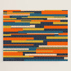 Wright Geometric Mid Century Modern Abstract Pattern Blue Orange Mustard Jigsaw Puzzle Gallery Image 1