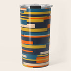 Wright Geometric Mid Century Modern Abstract Pattern Blue Orange Mustard Travel Mug Gallery Image 1