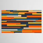 Wright Geometric Mid Century Modern Abstract Pattern Blue Orange Mustard Tablecloth Gallery Image 2