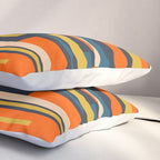 Wright Geometric Mid Century Modern Abstract Pattern Blue Orange Mustard Pillow Sham Gallery Image 3