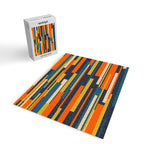 Wright Geometric Mid Century Modern Abstract Pattern Blue Orange Mustard Jigsaw Puzzle Gallery Image 2