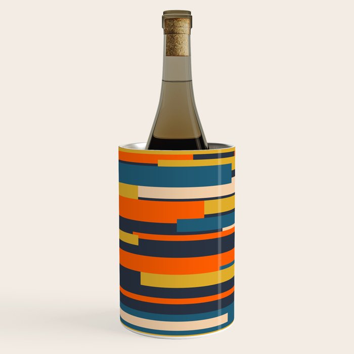 Wright Geometric Mid Century Modern Abstract Pattern Blue Orange Mustard Wine Chiller Gallery Image 2