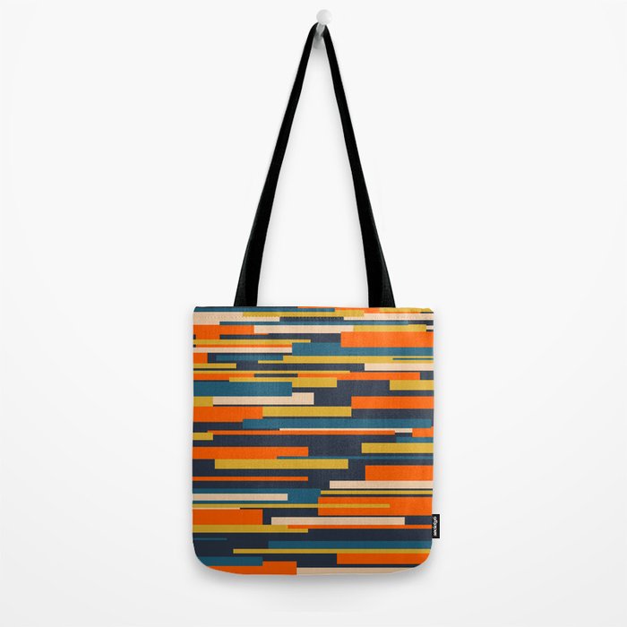Wright Geometric Mid Century Modern Abstract Pattern Blue Orange Mustard Tote Bag Gallery Image 2