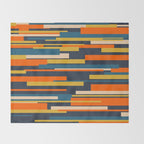 Wright Geometric Mid Century Modern Abstract Pattern Blue Orange Mustard Throw Blanket Gallery Image 2