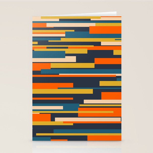 Wright Geometric Mid Century Modern Abstract Pattern Blue Orange Mustard Stationery Card Gallery Image 2