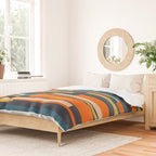 Wright Geometric Mid Century Modern Abstract Pattern Blue Orange Mustard Duvet Cover Gallery Image 2
