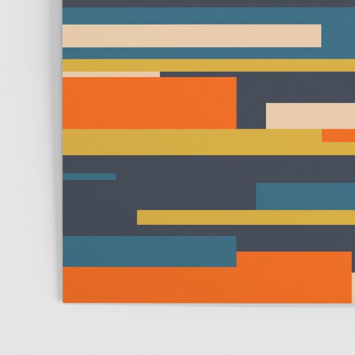 Wright Geometric Mid Century Modern Abstract Pattern Blue Orange Mustard Poster Gallery Image 3