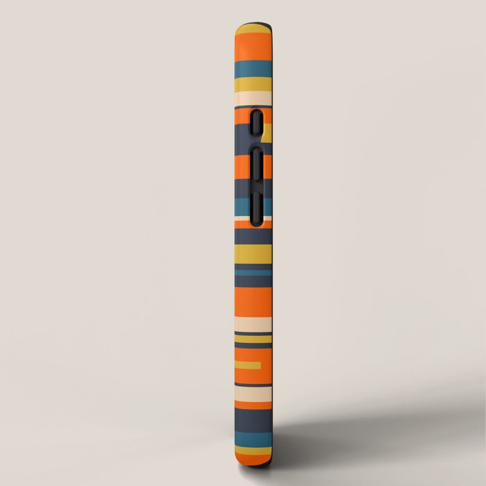 Wright Geometric Mid Century Modern Abstract Pattern Blue Orange Mustard iPhone Case Gallery Image 2