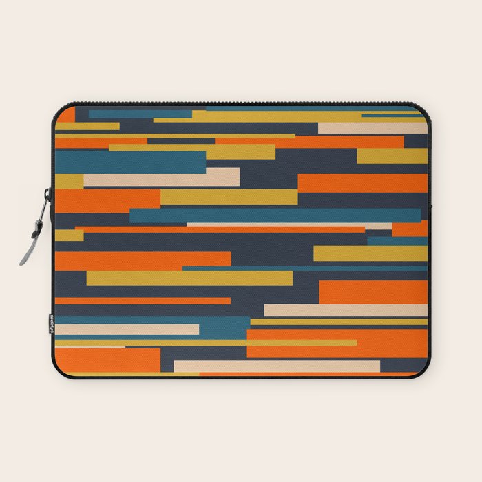 Wright Geometric Mid Century Modern Abstract Pattern Blue Orange Mustard Laptop Sleeve Gallery Image 1