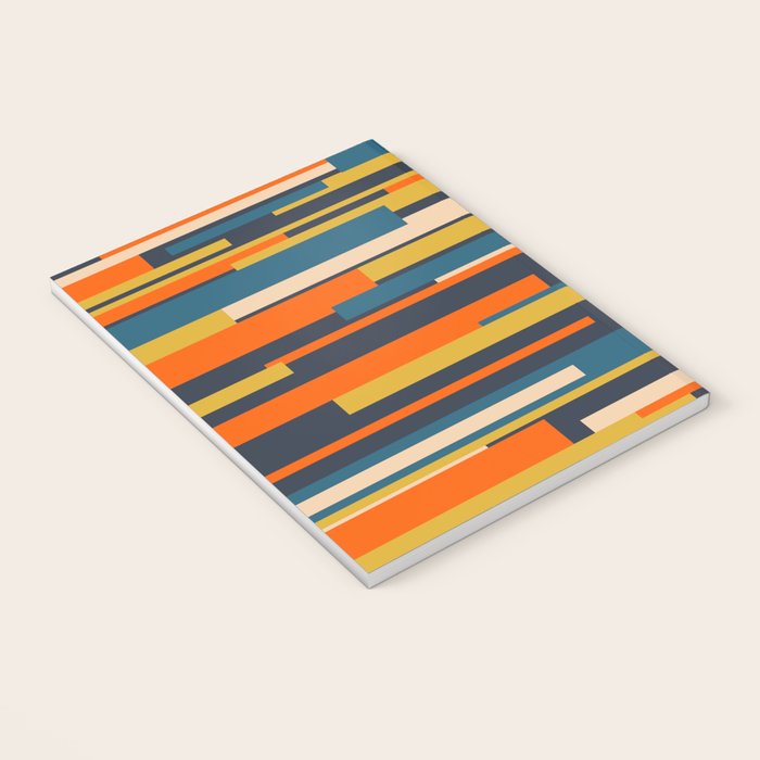 Wright Geometric Mid Century Modern Abstract Pattern Blue Orange Mustard Notebook Gallery Image 3