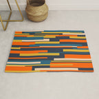 Wright Geometric Mid Century Modern Abstract Pattern Blue Orange Mustard Rug Gallery Image 1