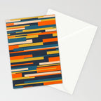 Wright Geometric Mid Century Modern Abstract Pattern Blue Orange Mustard Stationery Card Gallery Image 2