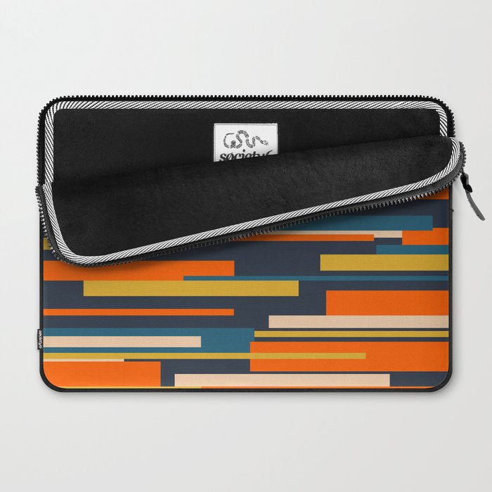 Wright Geometric Mid Century Modern Abstract Pattern Blue Orange Mustard Laptop Sleeve Gallery Image 2