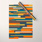Wright Geometric Mid Century Modern Abstract Pattern Blue Orange Mustard Wrapping Paper Gallery Image 1