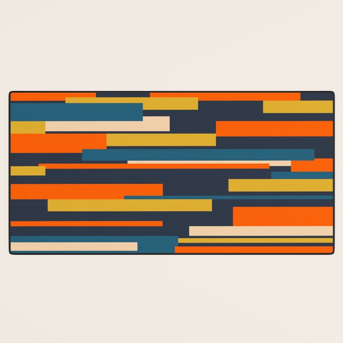 Wright Geometric Mid Century Modern Abstract Pattern Blue Orange Mustard Desk Mat Gallery Image 3