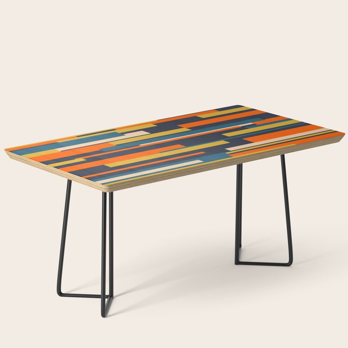Wright Geometric Mid Century Modern Abstract Pattern Blue Orange Mustard Coffee Table Gallery Image 1