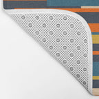 Wright Geometric Mid Century Modern Abstract Pattern Blue Orange Mustard Bath Mat Gallery Image 2