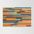 Wright Geometric Mid Century Modern Abstract Pattern Blue Orange Mustard Rug Gallery Image 2