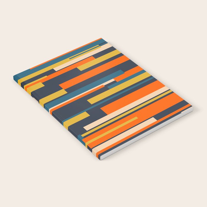 Wright Geometric Mid Century Modern Abstract Pattern Blue Orange Mustard Notebook Gallery Image 1