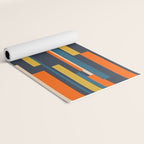 Wright Geometric Mid Century Modern Abstract Pattern Blue Orange Mustard Yoga Mat Gallery Image 2